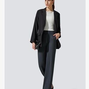 Striped Black and Gray Women's Stretchy Pants